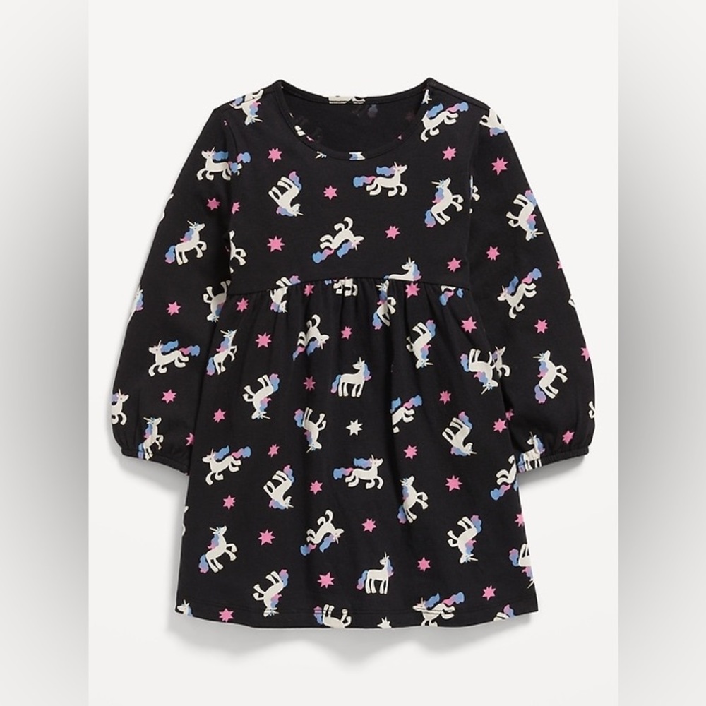 Toddler Long-Sleeve Dress - Unicorns - 4T